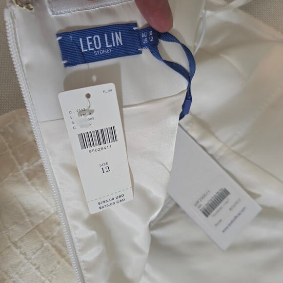 LEO LIN Snow Rosario Strapless Floral Appliqué Tweed Mini Dress Sz 12 NWT - Picture 12 of 12